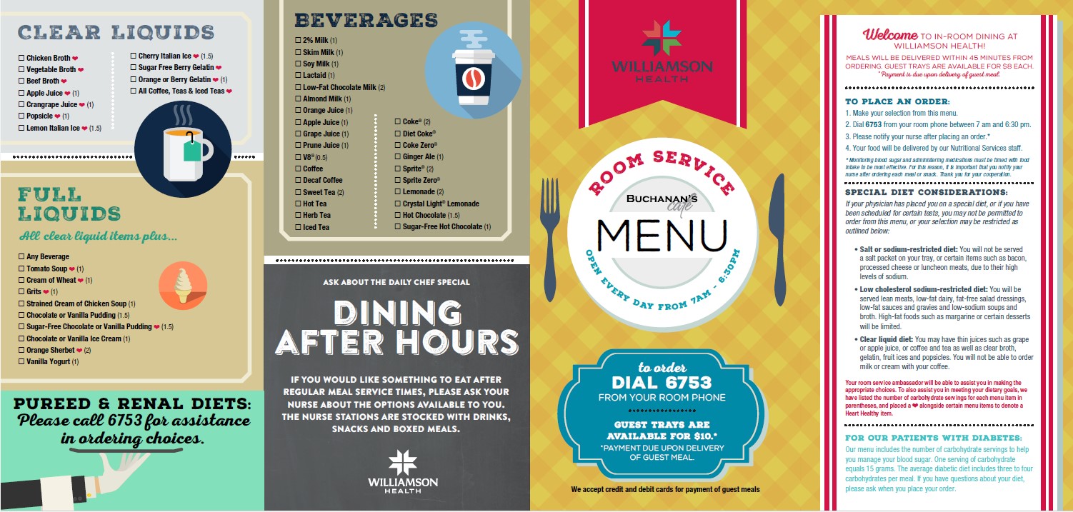 Custom Room Service Menus FSR Food Service